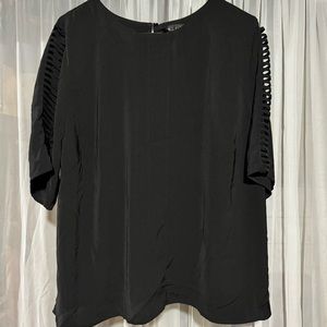 Eloquii Strappy Open Sleeve Crepe Black Short Sleeve Tee Size 18